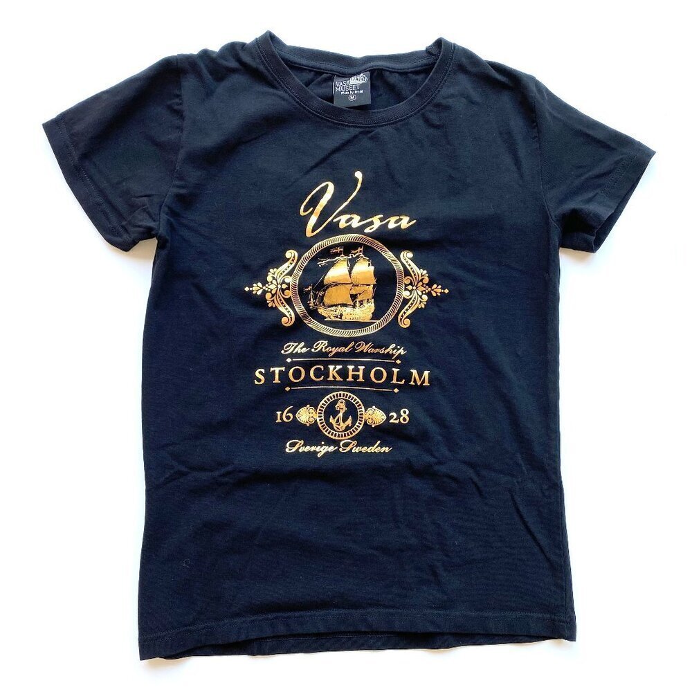 NEW Vasa Museum Stockholm Royal Ship Gold Graphic Tee M